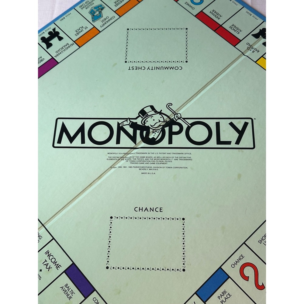 Vintage 1985 Monopoly Board Game Parker Brothers USA Edition Gameboard Only - Picture 3 of 5